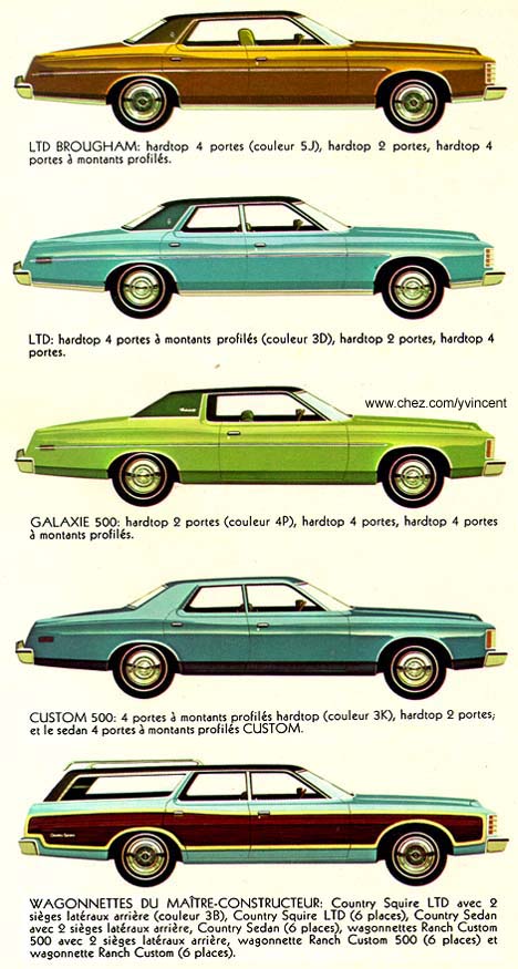  La Gamme des grandes ford pour 1973